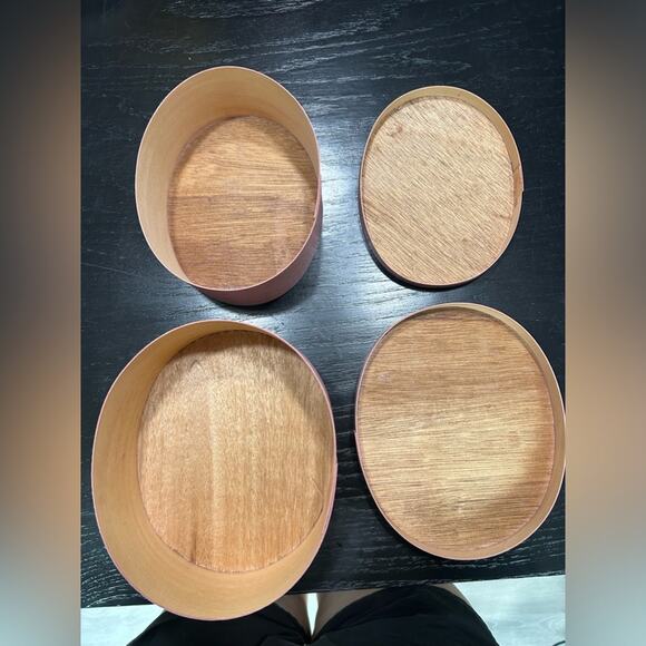 VINTAGE boxes - blush berry pink with hand painted tulips- set of 2 cottage - Picture 9 of 13